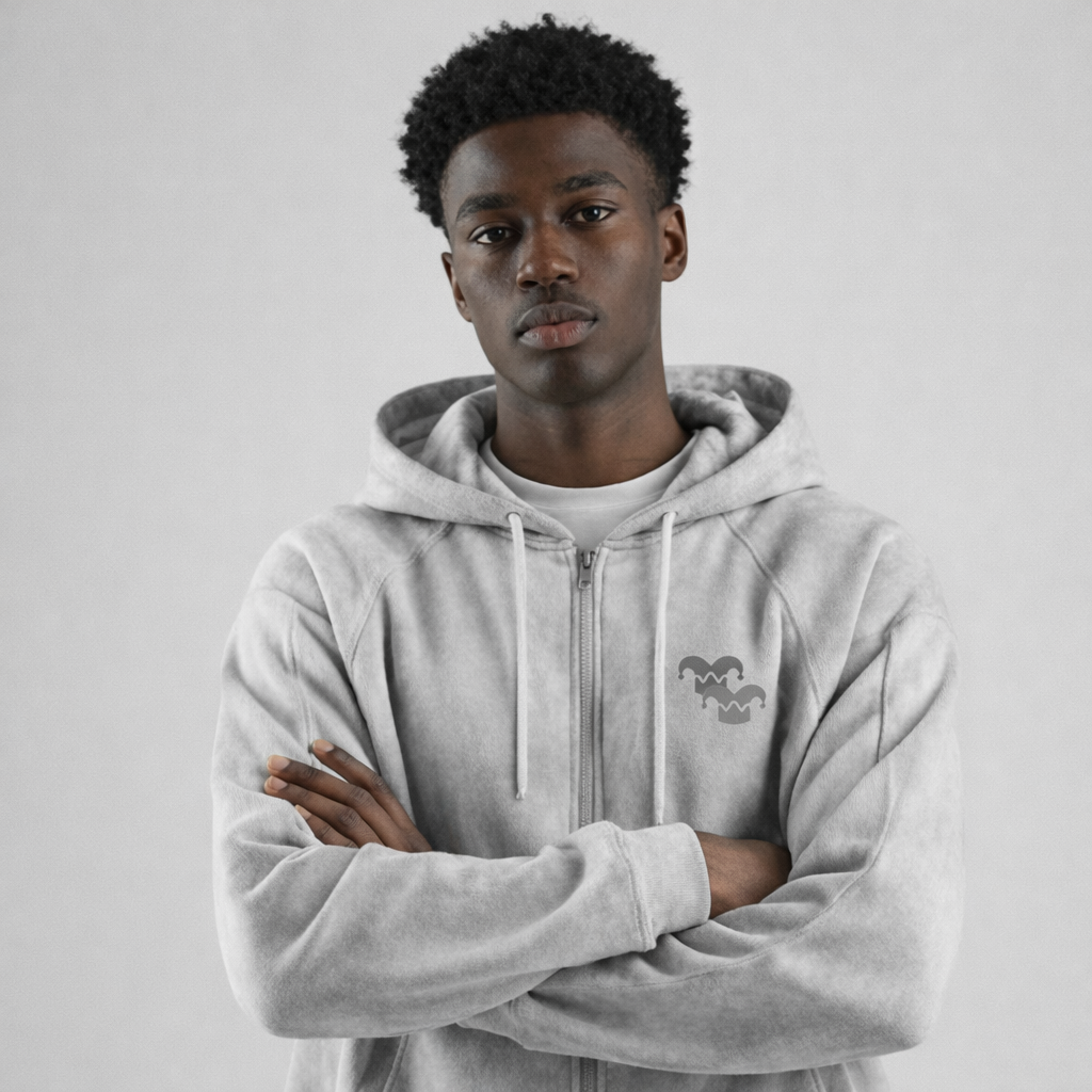 Dirty Washed Zip-Up Fleece Hoodie