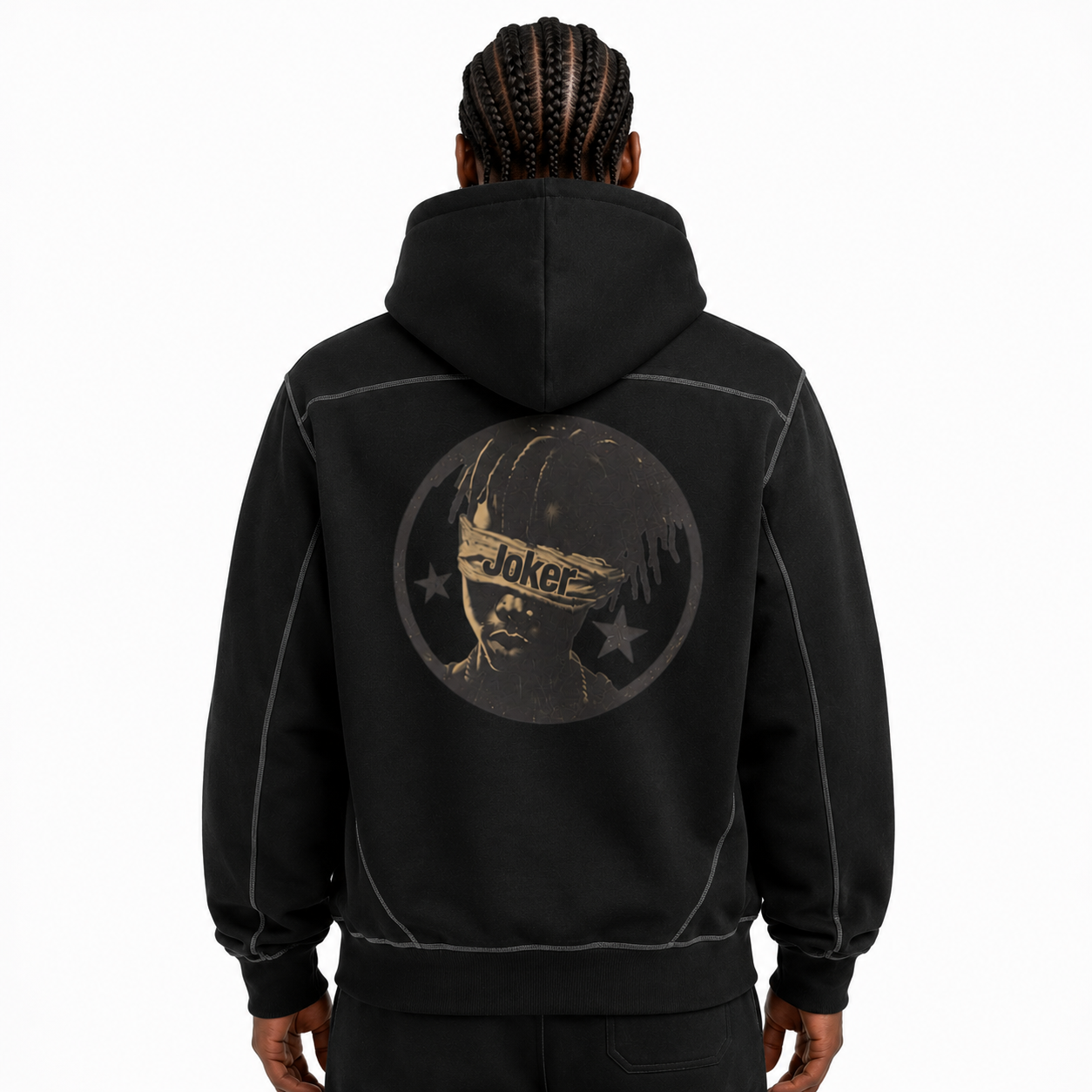 Contrast-Stitched Boxy Fleece Zip Hoodie