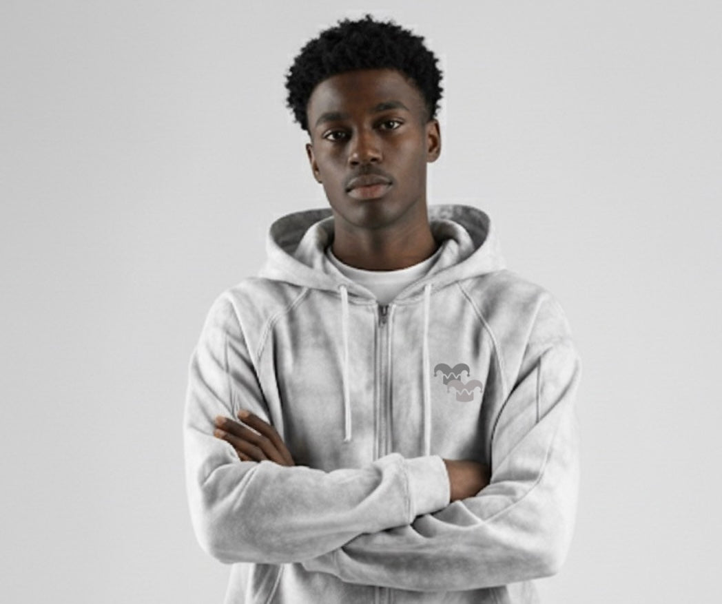 Dirty Washed Zip-Up Fleece Hoodie