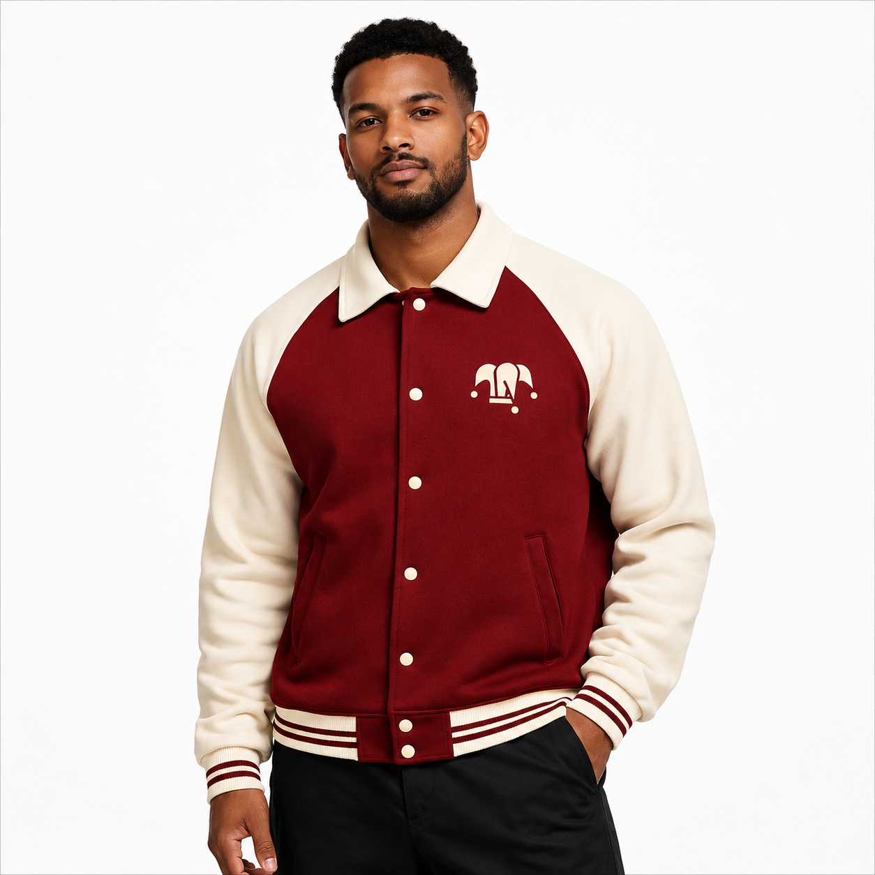 Contrast Raglan Sleeve Baseball Jacket