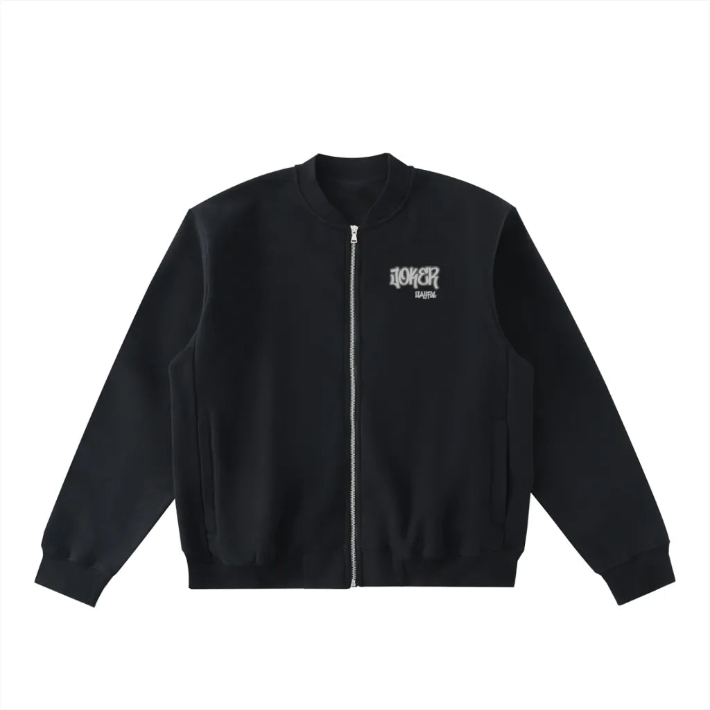 Essential Zip-Up Fleeced Varsity Jacket