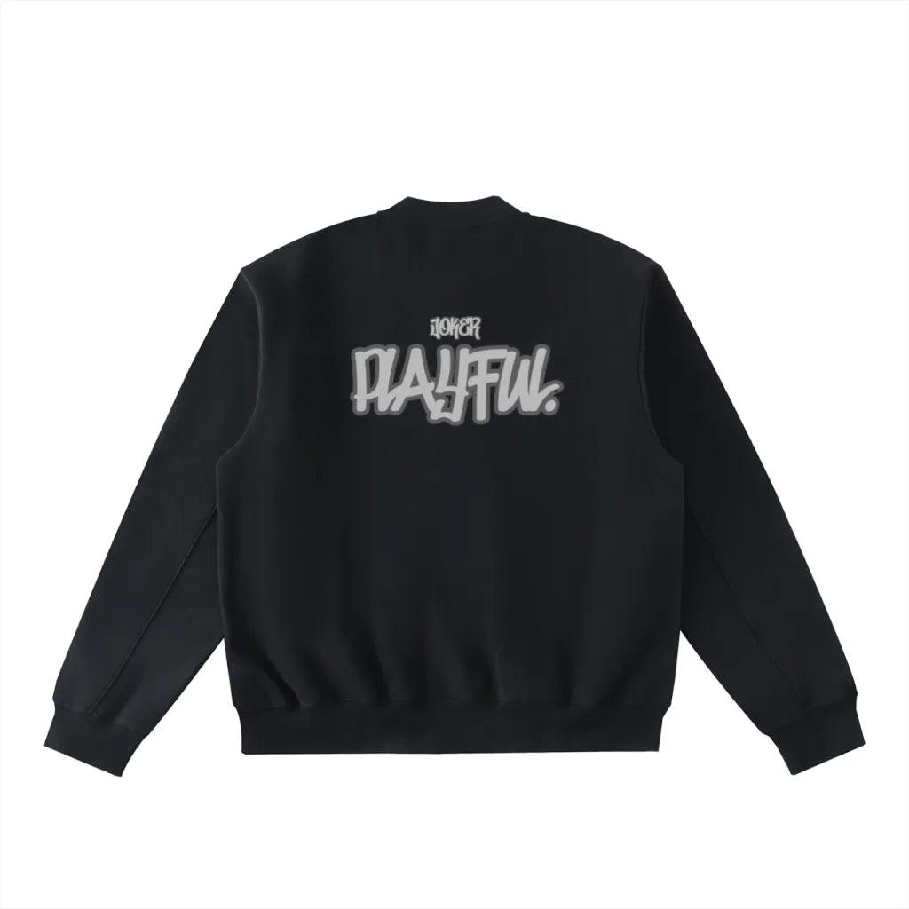 Essential Zip-Up Fleeced Varsity Jacket