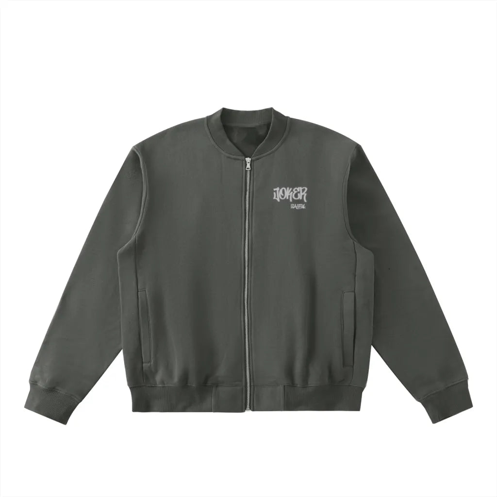 Essential Zip-Up Fleeced Varsity Jacket
