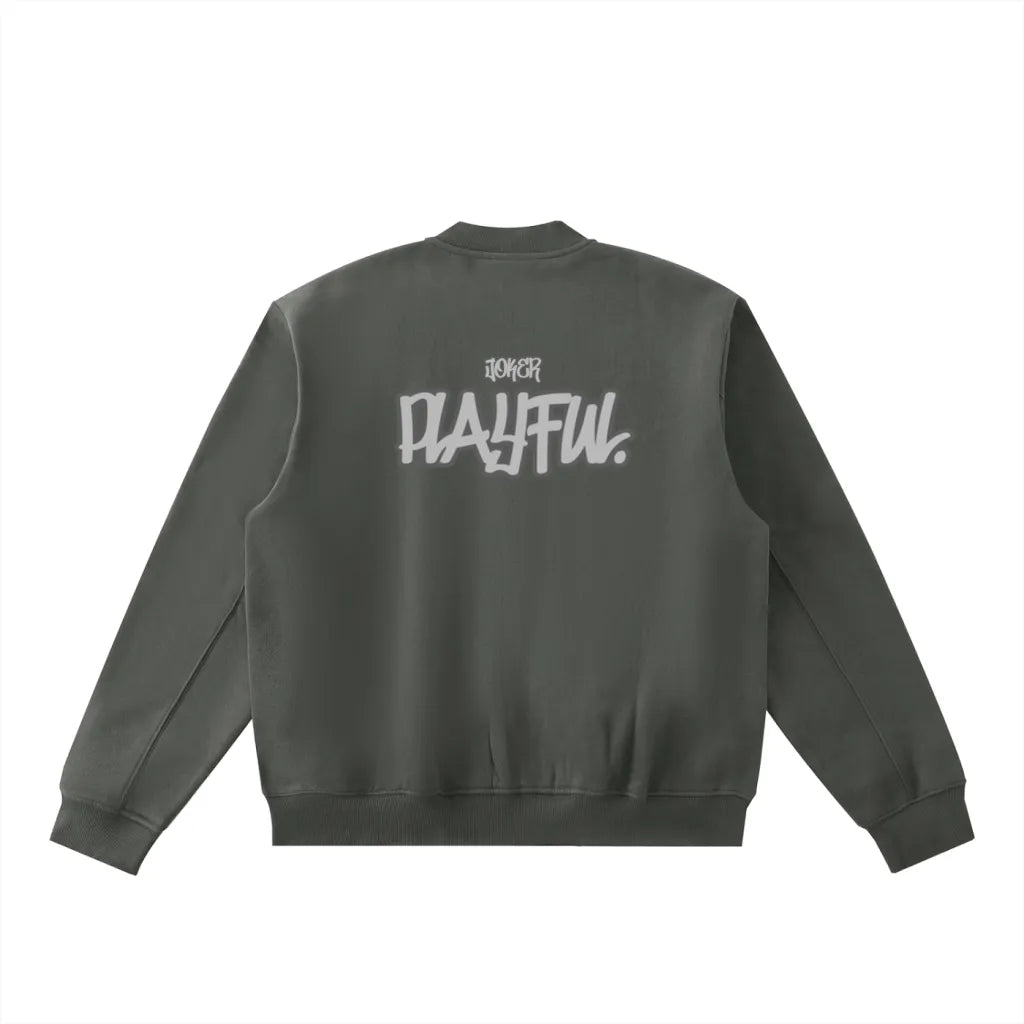 Essential Zip-Up Fleeced Varsity Jacket